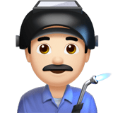 Apple design of the man factory worker: light skin tone emoji verson:ios 16.4