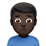 Apple design of the man frowning: dark skin tone emoji verson:ios 16.4