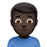 Apple design of the man frowning: dark skin tone emoji verson:ios 16.4