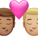 Apple design of the kiss: man man medium skin tone medium-light skin tone emoji verson:ios 16.4