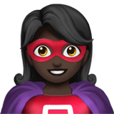 Apple design of the woman superhero: dark skin tone emoji verson:ios 16.4