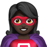 Apple design of the woman superhero: dark skin tone emoji verson:ios 16.4