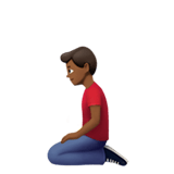 Apple design of the man kneeling: medium-dark skin tone emoji verson:ios 16.4