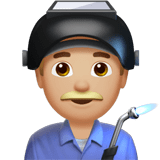 Apple design of the man factory worker: medium-light skin tone emoji verson:ios 16.4