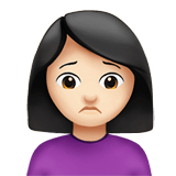 Apple design of the woman frowning: light skin tone emoji verson:ios 16.4