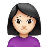 Apple design of the woman frowning: light skin tone emoji verson:ios 16.4