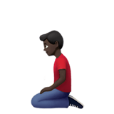 Apple design of the man kneeling: dark skin tone emoji verson:ios 16.4