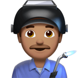 Apple design of the man factory worker: medium skin tone emoji verson:ios 16.4