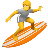 Apple design of the person surfing emoji verson:ios 16.4