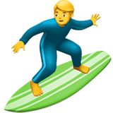 Apple design of the man surfing emoji verson:ios 16.4