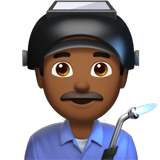 Apple design of the man factory worker: medium-dark skin tone emoji verson:ios 16.4