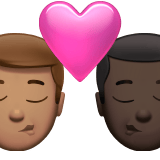 Apple design of the kiss: man man medium skin tone dark skin tone emoji verson:ios 16.4
