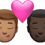 Apple design of the kiss: man man medium skin tone dark skin tone emoji verson:ios 16.4