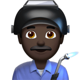 Apple design of the man factory worker: dark skin tone emoji verson:ios 16.4