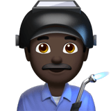 Apple design of the man factory worker: dark skin tone emoji verson:ios 16.4
