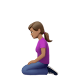 Apple design of the woman kneeling: medium skin tone emoji verson:ios 16.4