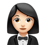 Apple design of the woman in tuxedo: light skin tone emoji verson:ios 16.4