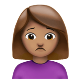 Apple design of the woman frowning: medium skin tone emoji verson:ios 16.4