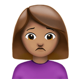 Apple design of the woman frowning: medium skin tone emoji verson:ios 16.4