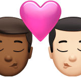 Apple design of the kiss: man man medium-dark skin tone light skin tone emoji verson:ios 16.4