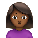 Apple design of the woman frowning: medium-dark skin tone emoji verson:ios 16.4
