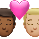 Apple design of the kiss: man man medium-dark skin tone medium-light skin tone emoji verson:ios 16.4