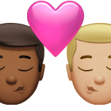 Apple design of the kiss: man man medium-dark skin tone medium-light skin tone emoji verson:ios 16.4
