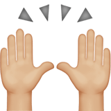 Apple design of the raising hands: medium-light skin tone emoji verson:ios 16.4