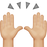 Apple design of the raising hands: medium-light skin tone emoji verson:ios 16.4