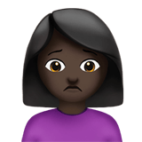 Apple design of the woman frowning: dark skin tone emoji verson:ios 16.4