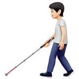 Apple design of the person with white cane: light skin tone emoji verson:ios 16.4