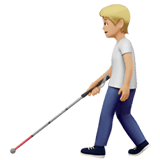 Apple design of the person with white cane: medium-light skin tone emoji verson:ios 16.4