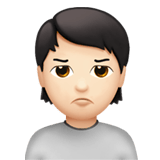 Apple design of the person pouting: light skin tone emoji verson:ios 16.4