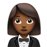 Apple design of the woman in tuxedo: medium-dark skin tone emoji verson:ios 16.4