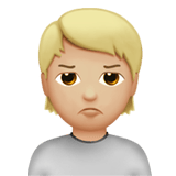 Apple design of the person pouting: medium-light skin tone emoji verson:ios 16.4