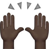 Apple design of the raising hands: dark skin tone emoji verson:ios 16.4