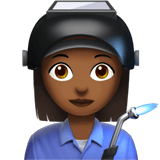 Apple design of the woman factory worker: medium-dark skin tone emoji verson:ios 16.4