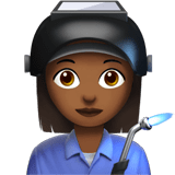 Apple design of the woman factory worker: medium-dark skin tone emoji verson:ios 16.4
