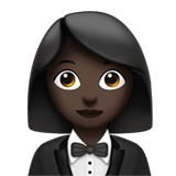 Apple design of the woman in tuxedo: dark skin tone emoji verson:ios 16.4