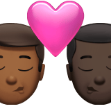 Apple design of the kiss: man man medium-dark skin tone dark skin tone emoji verson:ios 16.4