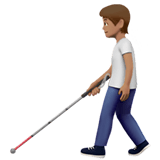 Apple design of the person with white cane: medium skin tone emoji verson:ios 16.4