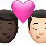 Apple design of the kiss: man man dark skin tone light skin tone emoji verson:ios 16.4