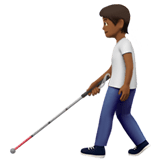 Apple design of the person with white cane: medium-dark skin tone emoji verson:ios 16.4