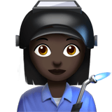 Apple design of the woman factory worker: dark skin tone emoji verson:ios 16.4