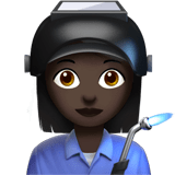 Apple design of the woman factory worker: dark skin tone emoji verson:ios 16.4
