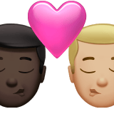 Apple design of the kiss: man man dark skin tone medium-light skin tone emoji verson:ios 16.4