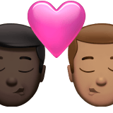 Apple design of the kiss: man man dark skin tone medium skin tone emoji verson:ios 16.4