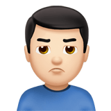 Apple design of the man pouting: light skin tone emoji verson:ios 16.4