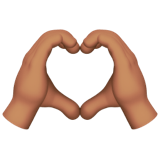 Apple design of the heart hands: medium skin tone emoji verson:ios 16.4