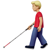 Apple design of the man with white cane: medium-light skin tone emoji verson:ios 16.4